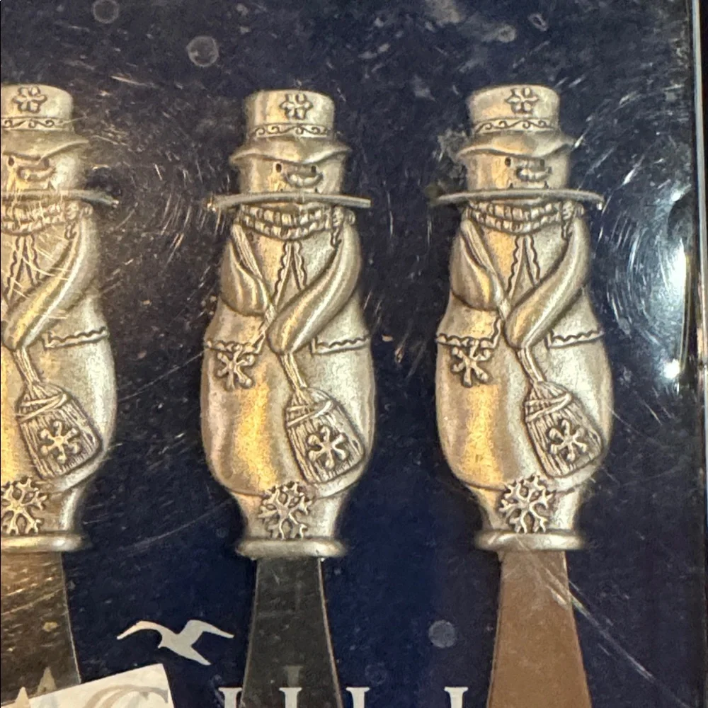 Seagull NWT Fine Pewter Snowman Spreaders Set of 4 Christmas Holiday Winter New